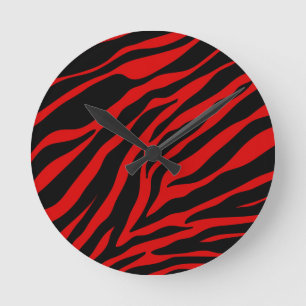 red zebra round clock