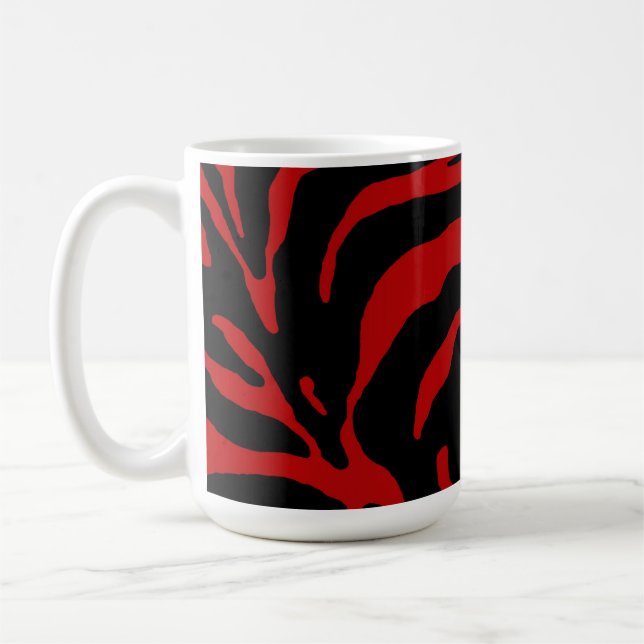 Red Zebra Stripe Animal Print Coffee Mug (Left)