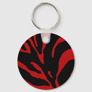 Red Zebra Stripe Animal Print Keychain