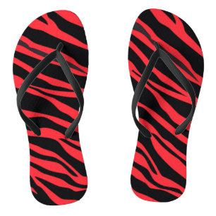 Red Zebra Striped Flip Flops