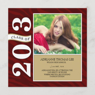Red Zebra Stripes Class of 2013 Graduation Invitation
