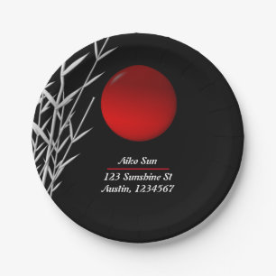 Red Zen Circle red sun symbol,personalized Paper Plate