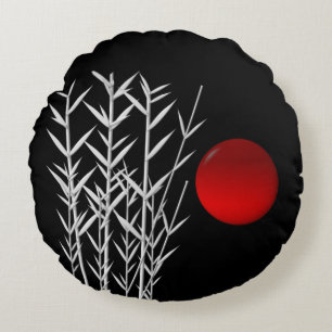 Red Zen Circle Round Pillow