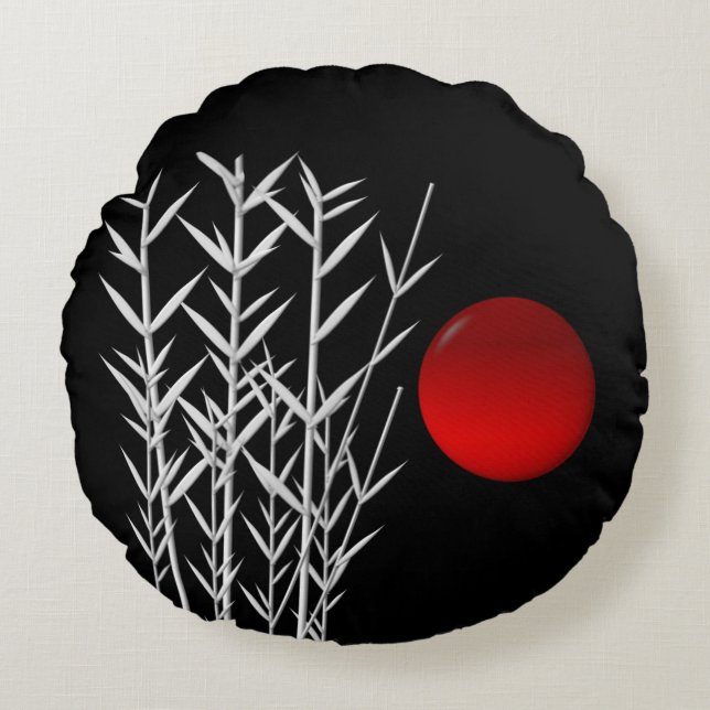 Red Zen Circle Round Pillow (Front)