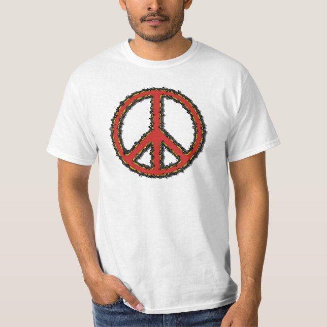 Red Zig Zag Peace Sign T-Shirt (Front)