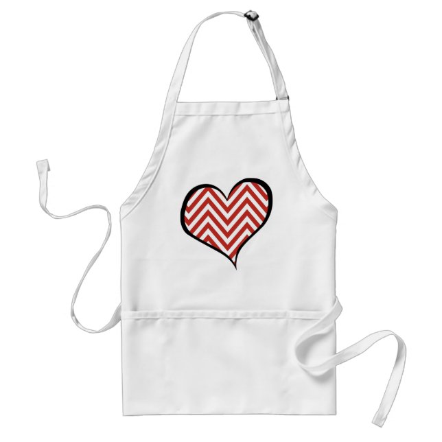 Red Zigzag, Red Chevron, Zigzag Pattern, Heart Standard Apron (Front)