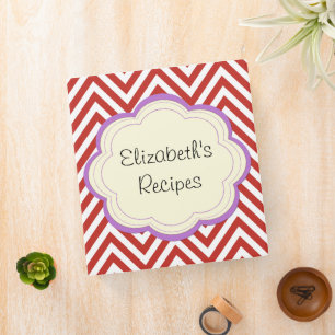 Red Zigzag, Red Chevron, Zigzag Pattern, Your Name Binder