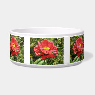 Red Zinnia Dog Bowl