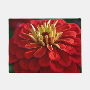Red zinnia doormat
