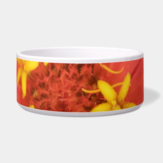 Red Zinnia Macro Dog Bowl (Front)