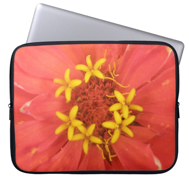 Red Zinnia Macro Laptop Bag (Front)