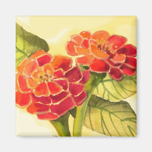 Red Zinnias Magnet