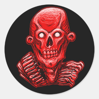 Red Zombie Skull Head Sticker