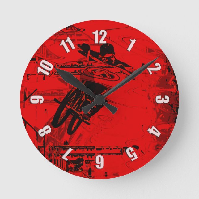 Red Zone - BMX Street Rider   Round Clock (Front)