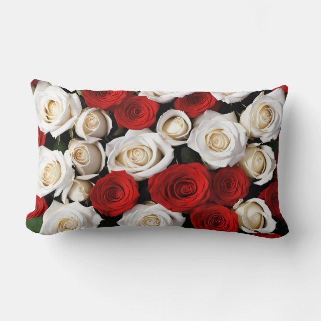 RedandWhiteRoses Lumbar Pillow (Front)