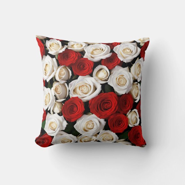 RedandWhiteRoses Throw Pillow (Front)