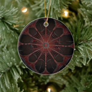 Redback Spider Fractal Art, Ceramic Ornament
