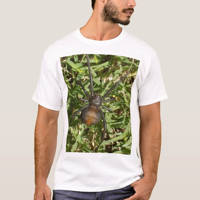 Redback Spider On Green Grass, T-Shirt (Front)
