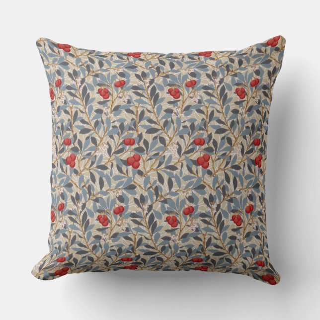 Redberry Tree, William Morris Throw Pillow (Front)