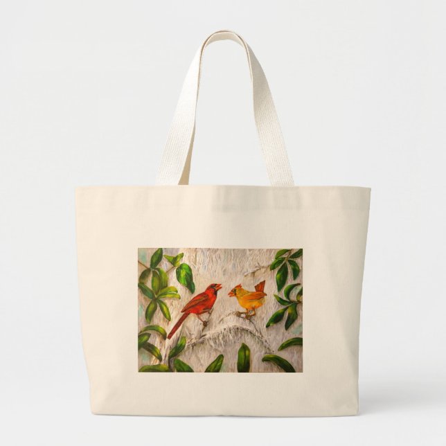 RedBirds Singing of love Large Tote Bag (Front)