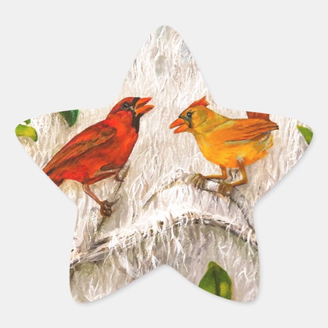RedBirds. Singing of love Star Sticker (Front)