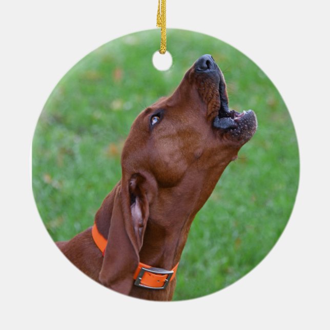 Redbone Coonhound Ceramic Ornament (Back)