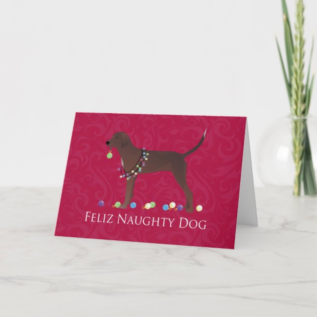 Redbone Coonhound Christmas Holiday Card (Front)