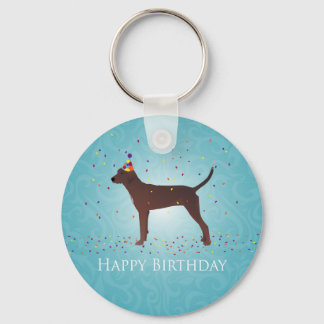 Redbone Coonhound Happy Birthday Design Keychain