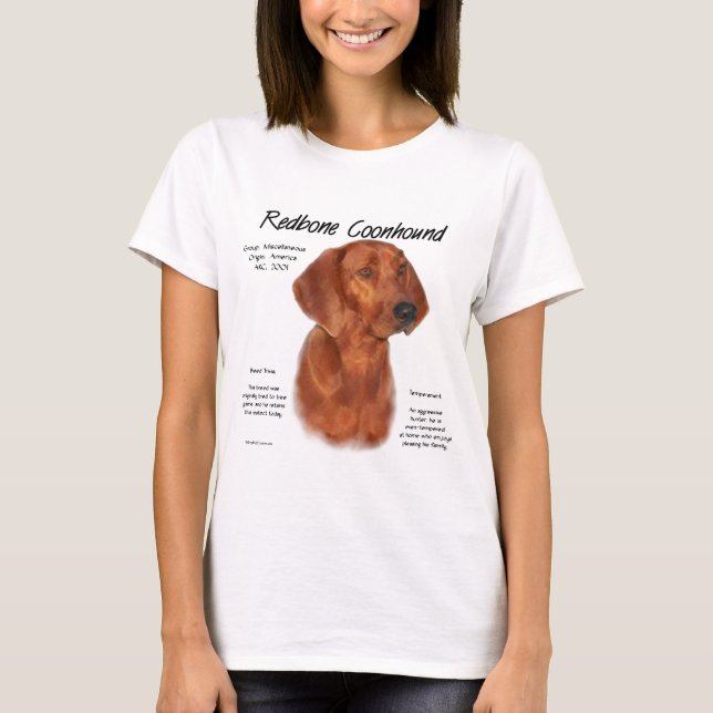 Redbone Coonhound History Design T-Shirt (Front)