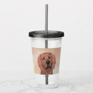 Redbone Coonhound Painting - Cute Original Dog Art Acrylic Tumbler