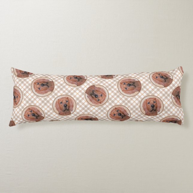Redbone Coonhound Painting Cute Original Dog Art Body Pillow (Front)