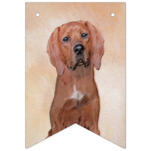 Redbone Coonhound Painting - Cute Original Dog Art Bunting Flags