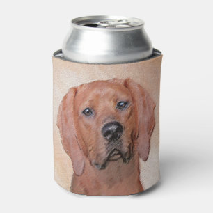 Redbone Coonhound Painting - Cute Original Dog Art Can Cooler