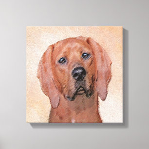 Redbone Coonhound Painting - Cute Original Dog Art Canvas Print