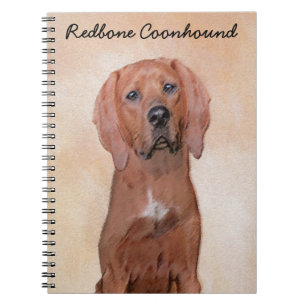 Redbone Coonhound Painting - Cute Original Dog Art Notebook