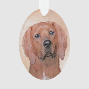 Redbone Coonhound Painting - Cute Original Dog Art Ornament