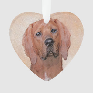 Redbone Coonhound Painting - Cute Original Dog Art Ornament