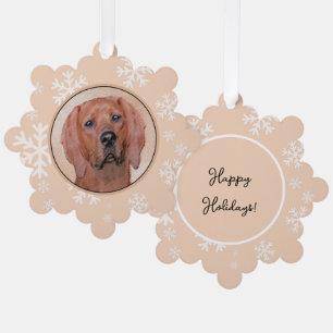 Redbone Coonhound Painting - Cute Original Dog Art Ornament Card