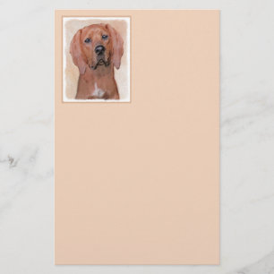 Redbone Coonhound Painting - Cute Original Dog Art Stationery