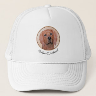 Redbone Coonhound Painting - Cute Original Dog Art Trucker Hat