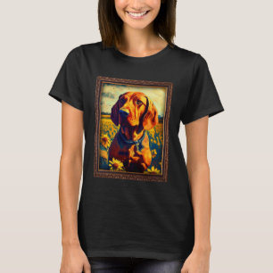 Redbone Coonhound Painting Sunflower Flower Mom Wo T-Shirt