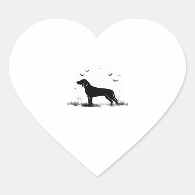 Redbone Dog � Halloween Moon Silhouette Oversized  Heart Sticker (Front)
