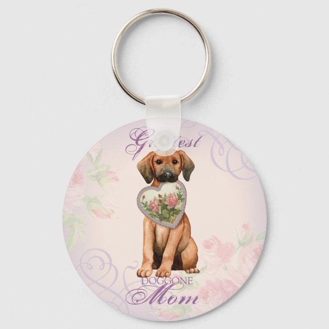 Redbone Heart Mom Keychain (Front)