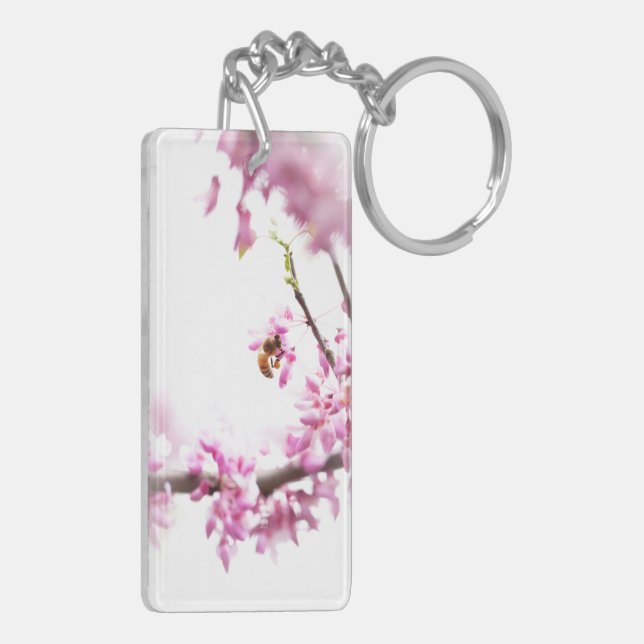 Redbud & honeybee in Springtime Keychain (Back Left)