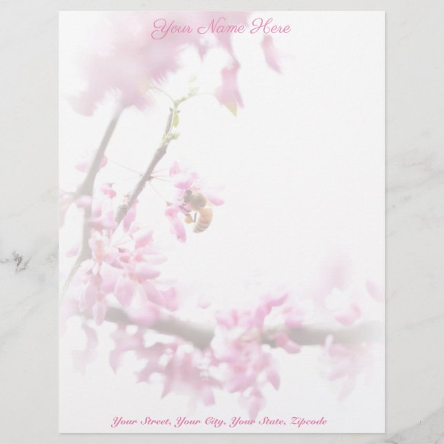 Redbud & Honeybee in Springtime Letterhead (Front)