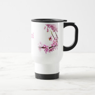 Redbud & honeybee in Springtime Travel Mug
