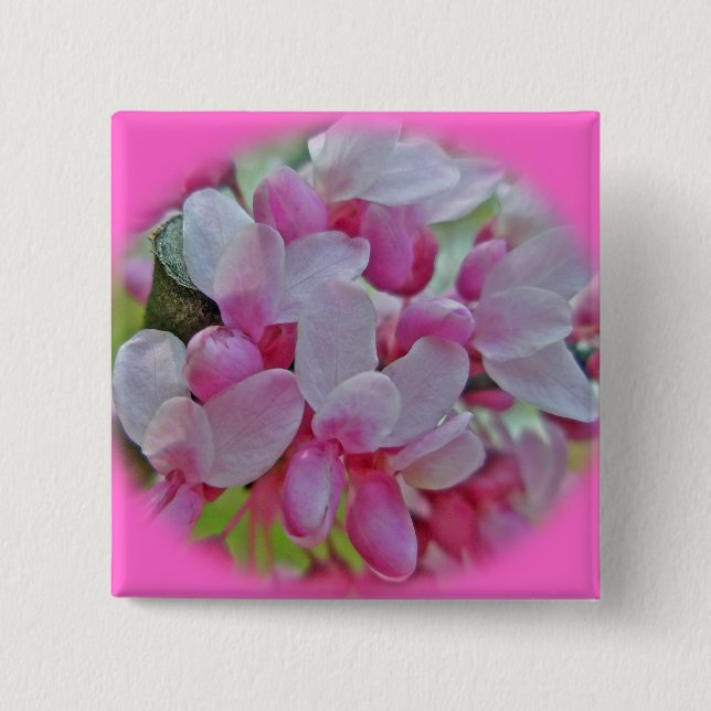 Redbud Tree Blossoms Items 2 Inch Square Button (Front)