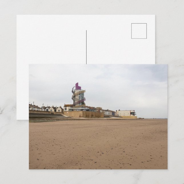 Redcar Beach and Beacon Postcard (Front/Back)