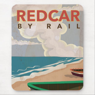 Redcar vintage travel poster mouse pad