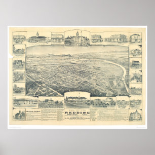 Redding, CA. Panoramic Map (1393A) Poster